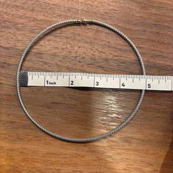 David Yuman Sterling Silver Cable Choker with 14k Yellow Gold Clasp - Picture 7 of 7